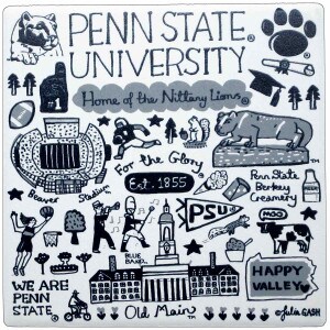 coaster Julia Gash illustrated Penn State University scenes and phrases